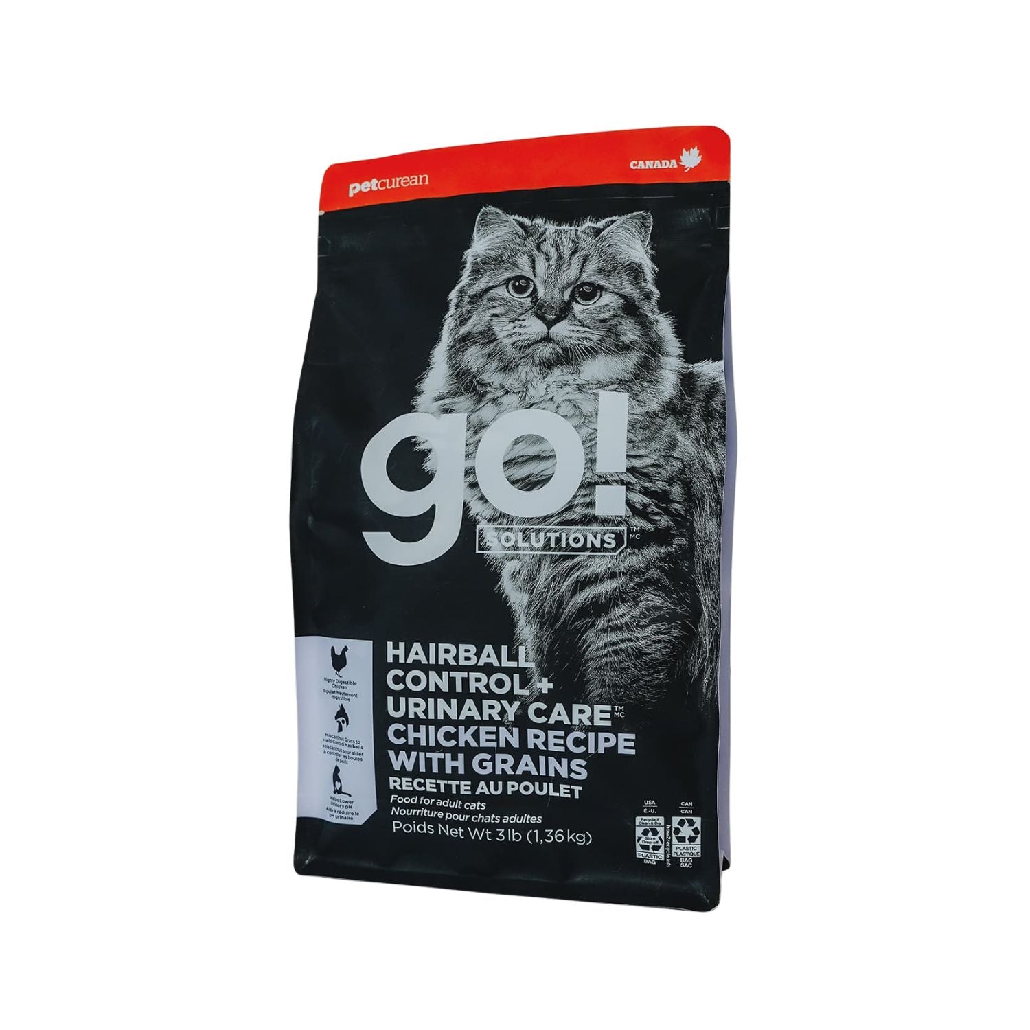 GO! Hairball & Urinary Chicken w/Grains 3LB |Cat