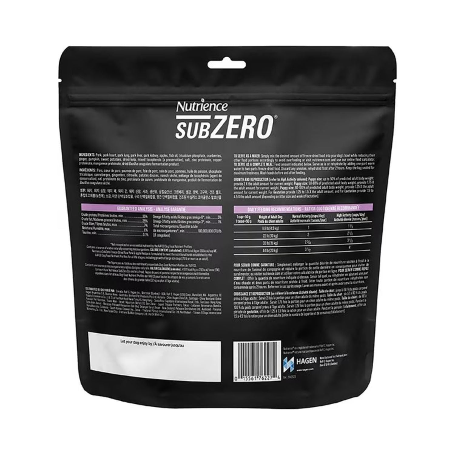 Nutrience SubZero Freeze-Dried Raw Dog Food - Pork & Apple Recipe - 369 g
